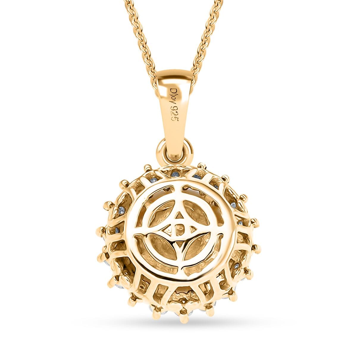D'Joy South Sea Golden Pearl and Moissanite 0.55 ctw Sunburst Pendant Necklace in 18K Vermeil Yellow Gold Over Sterling Silver 20 Inches image number 4