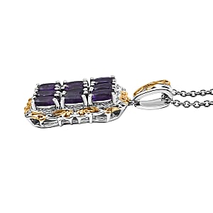 EverTrue African Amethyst 3.60 ctw Pendant in 18K YG Plated and Platinum Bond with Stainless Steel Necklace 20 Inches