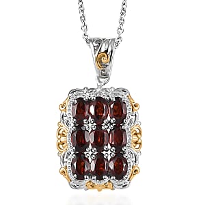 EverTrue Mozambique Garnet 5.30 ctw Pendant in 18K YG Plated and Platinum Bond with Stainless Steel Necklace 20 Inches