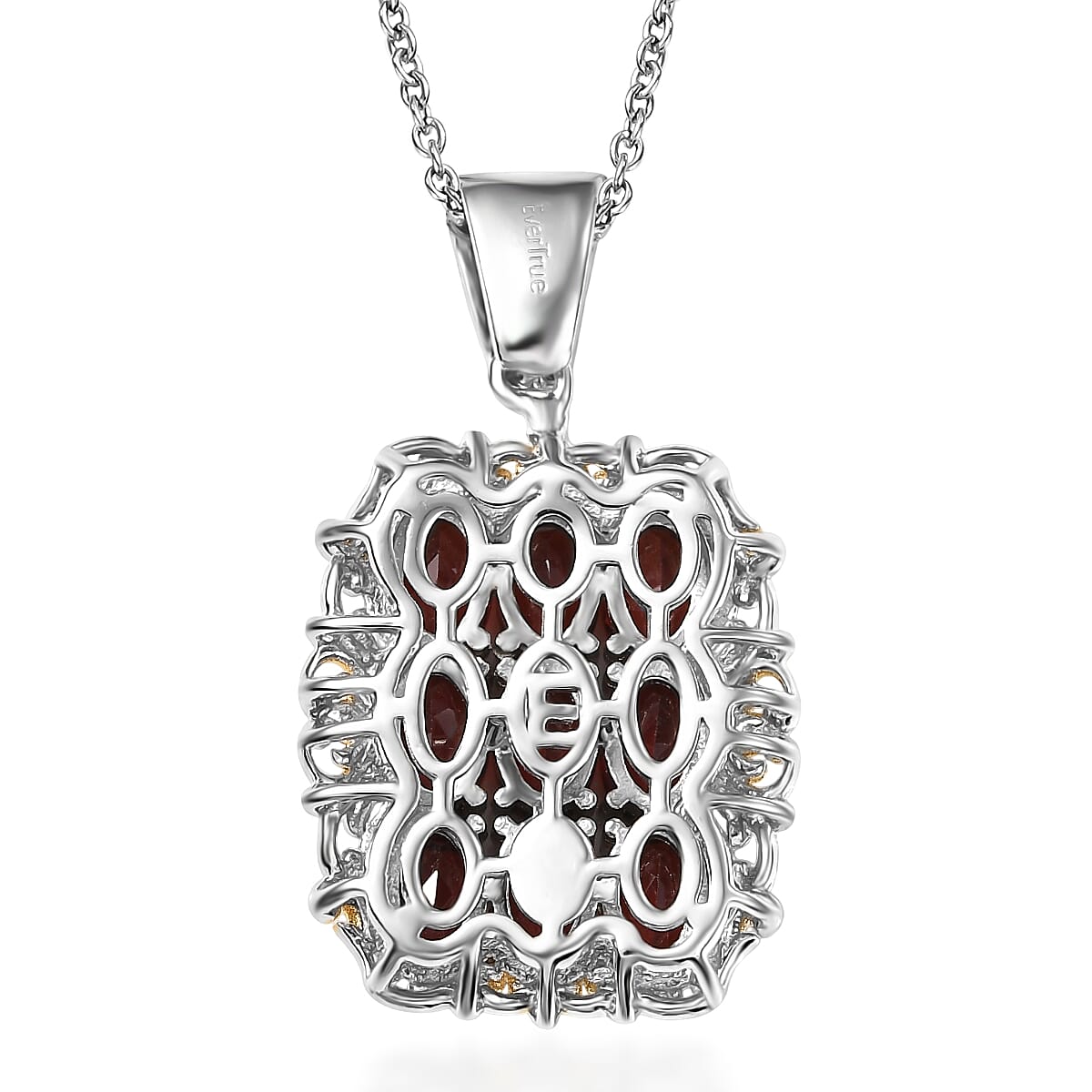 EverTrue Mozambique Garnet 5.30 ctw Pendant in 18K YG Plated and Platinum Bond with Stainless Steel Necklace 20 Inches image number 4