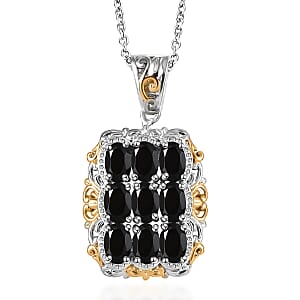 EverTrue Thai Black Spinel 5.50 ctw Pendant in 18K YG Plated and Platinum Bond with Stainless Steel Necklace (20 Inches)