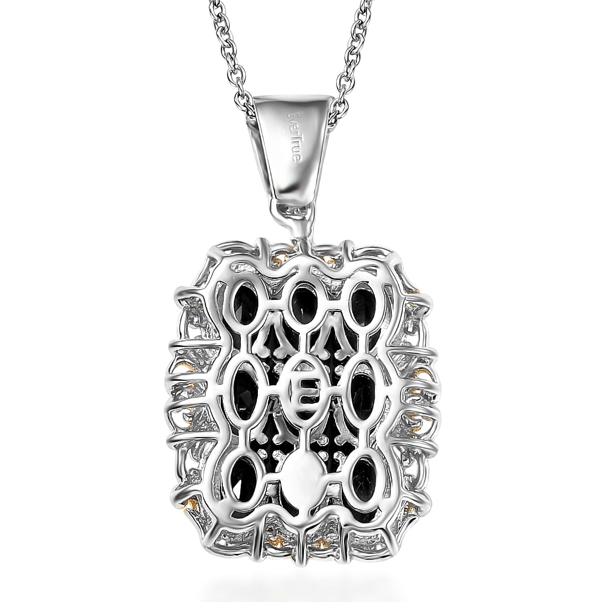 EverTrue Thai Black Spinel 5.50 ctw Pendant in 18K YG Plated and Platinum Bond with Stainless Steel Necklace (20 Inches) image number 4