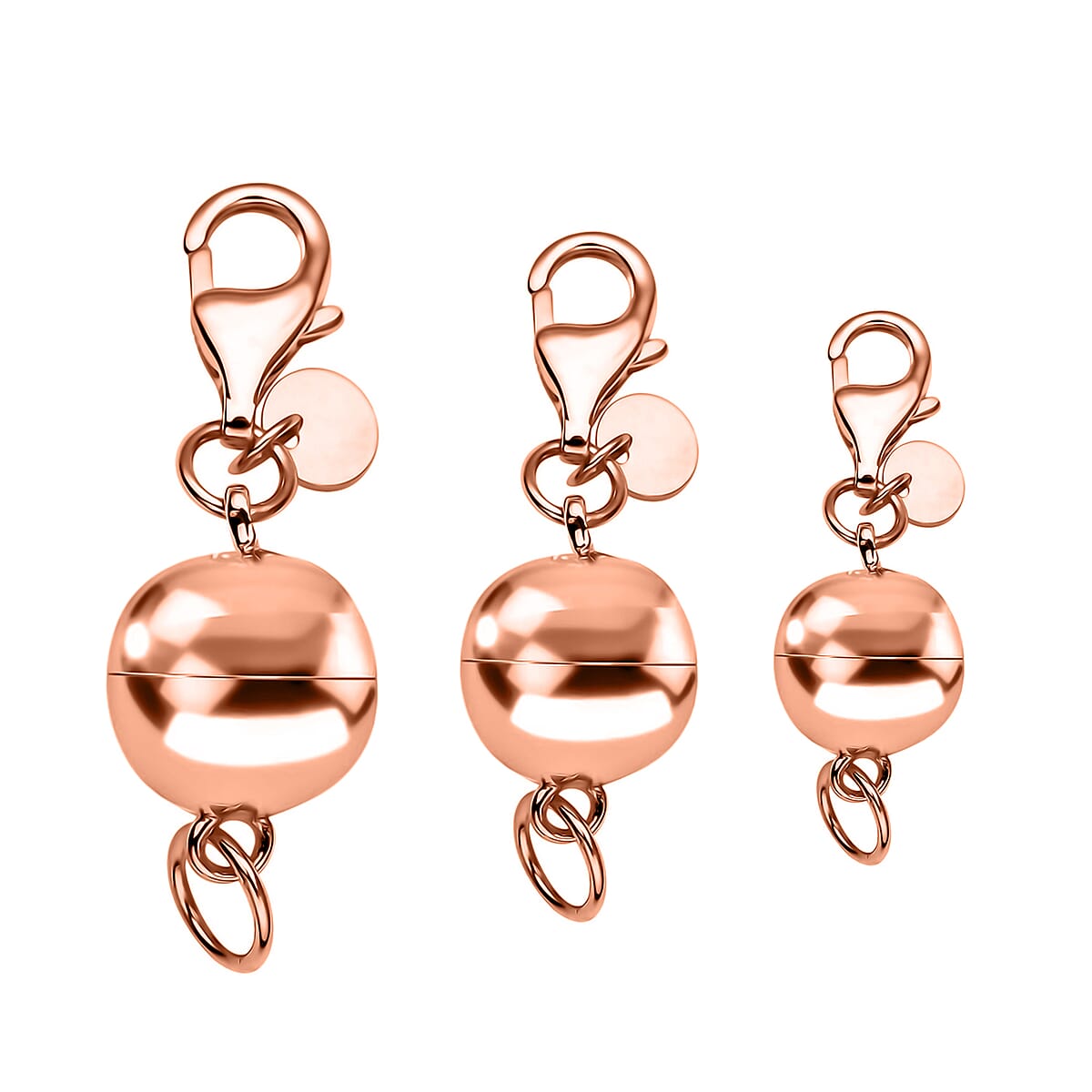 Set of 3 14K RG Over Sterling Silver Silver 6, 8 and 10MM Magetic Lock with 9 & 11mm Losber Clasp (3.90 g) image number 0