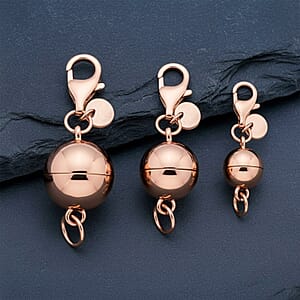 Set of 3, 14K RG Over Sterling Silver Silver 6, 8 and 10MM Magetic Lock with 9 & 11mm Losber Clasp (3.90 g)
