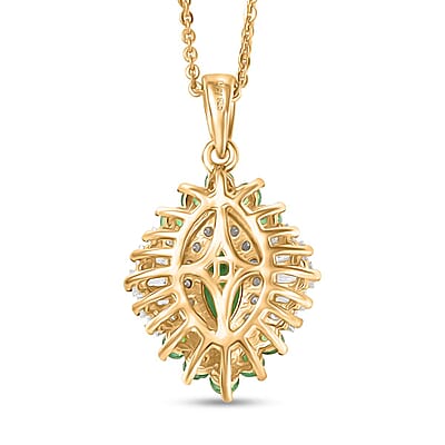 D'Joy AAA Kagem Zambian Emerald and Zambian Emerald 1.30 ctw Pendant Necklace in 18K Vermeil YG Over Sterling Silver 20 Inches