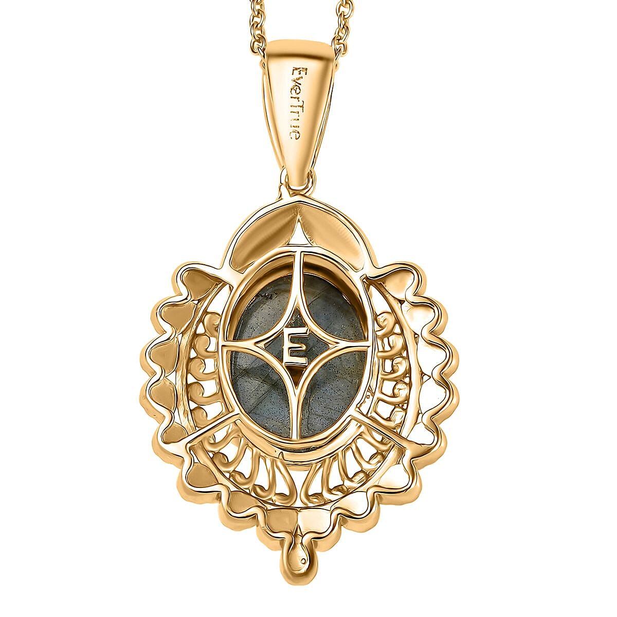 EverTrue Malagasy Labradorite 10.25 ctw Pendant in 18K YG Plated with ION Plated Yellow Gold Stainless Steel Necklace 20 Inches