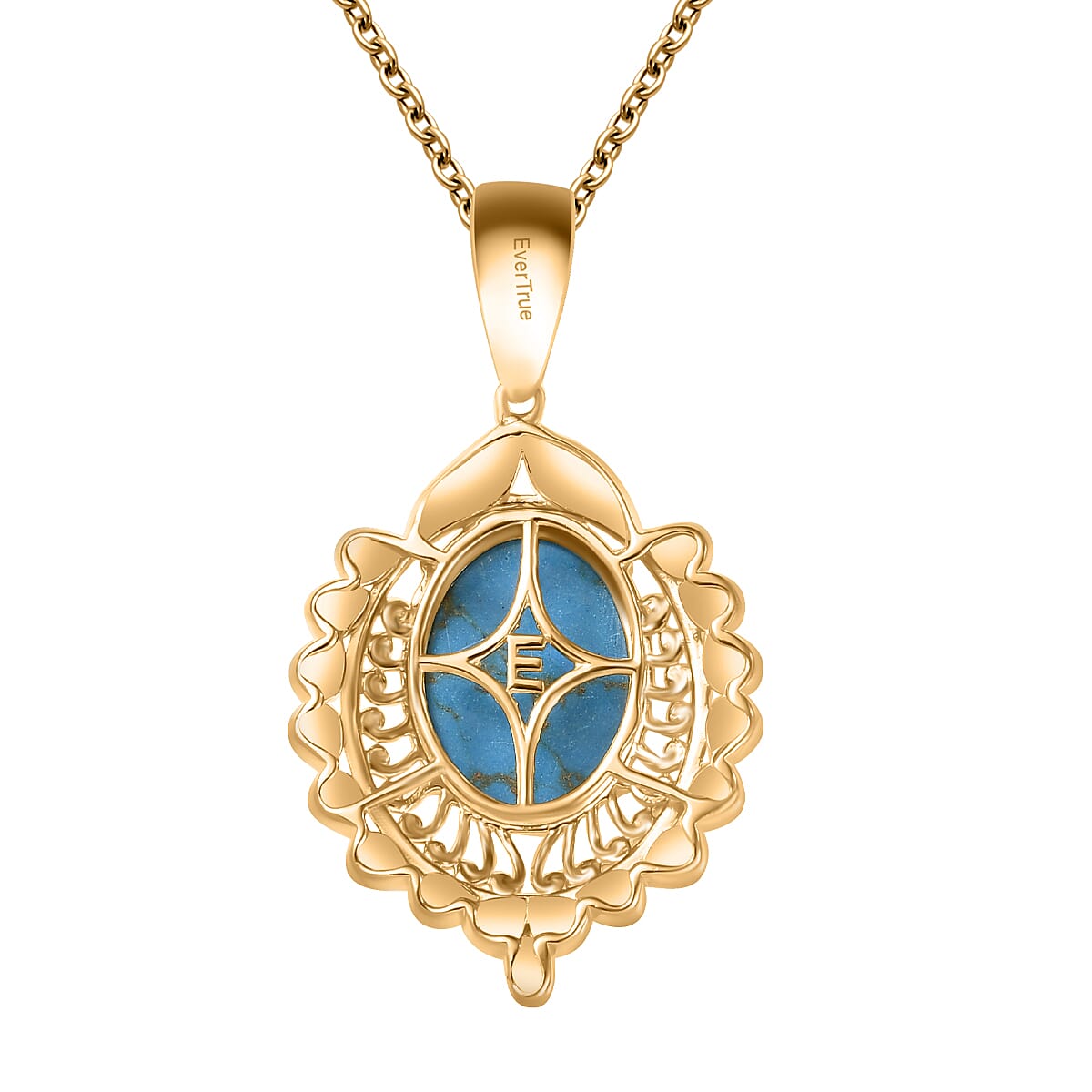 EverTrue Mojave Blue Turquoise 7.30 ctw Pendant in 18K YG Plated with Stainless Steel Necklace 20 Inches image number 4