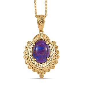 EverTrue Mojave Purple Turquoise 7.50 ctw Pendant in 18K YG Plated with ION Plated YG Stainless Steel Necklace 20 Inches
