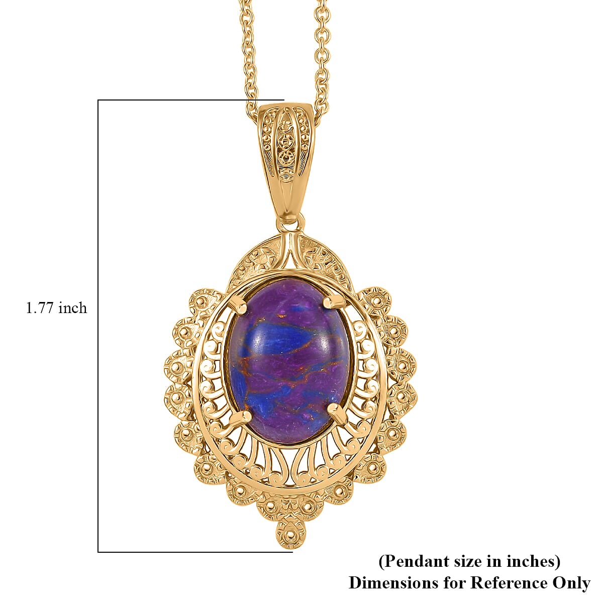 EverTrue Mojave Purple Turquoise 7.50 ctw Pendant in 18K YG Plated with ION Plated YG Stainless Steel Necklace 20 Inches image number 6