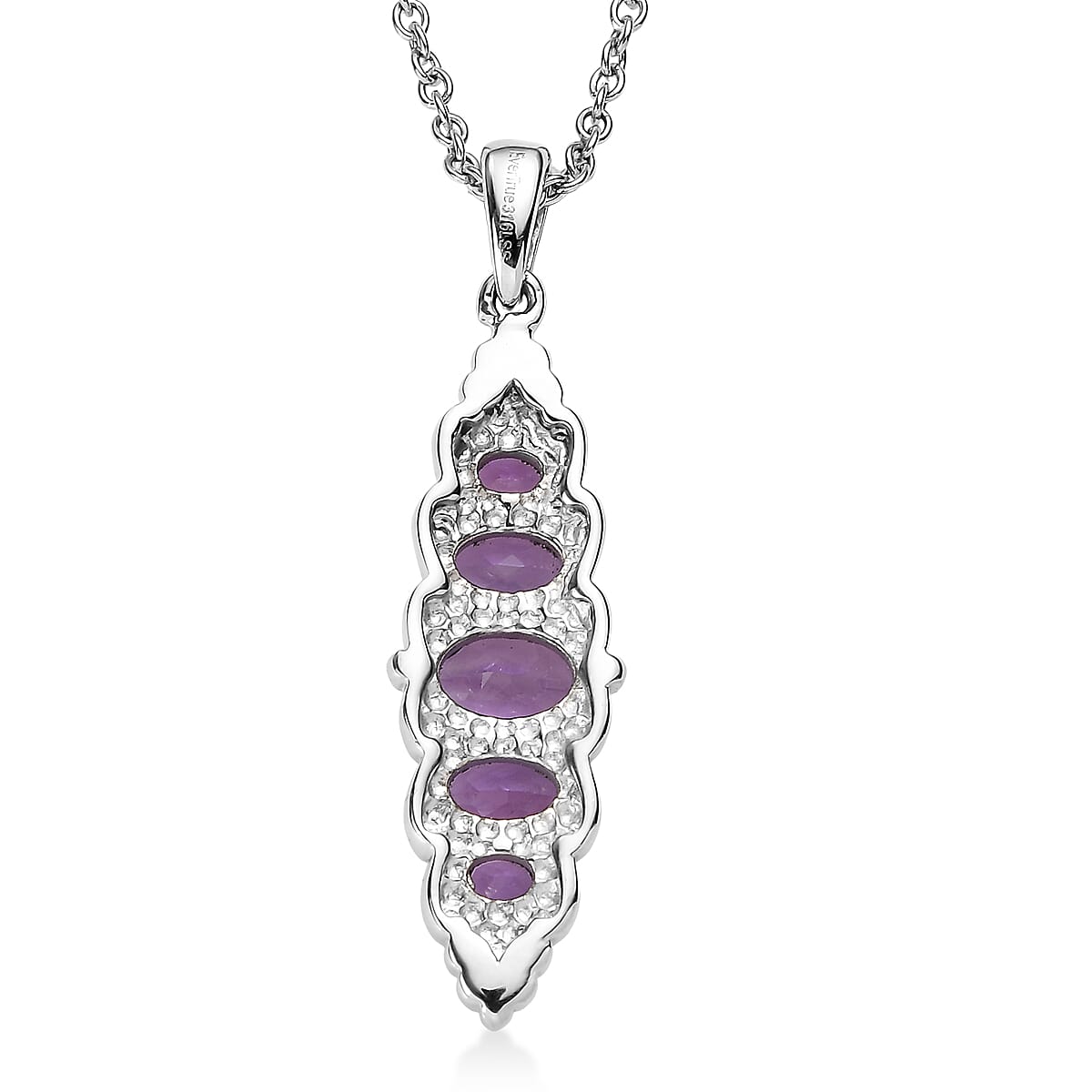 EverTrue African Amethyst 1.90 ctw Pendant Necklace 20 Inches in Stainless Steel image number 4