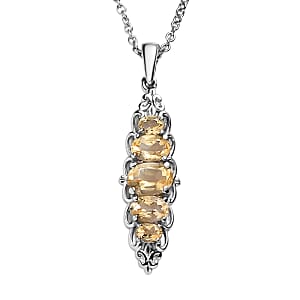 EverTrue Brazilian Citrine 1.90 ctw Pendant Necklace 20 Inches in Stainless Steel