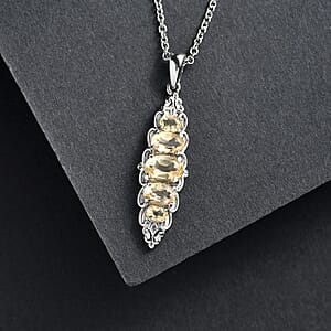 EverTrue Brazilian Citrine 1.90 ctw Pendant Necklace 20 Inches in Stainless Steel