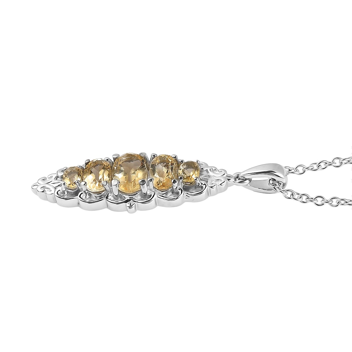 EverTrue Brazilian Citrine 1.90 ctw Pendant Necklace 20 Inches in Stainless Steel image number 3