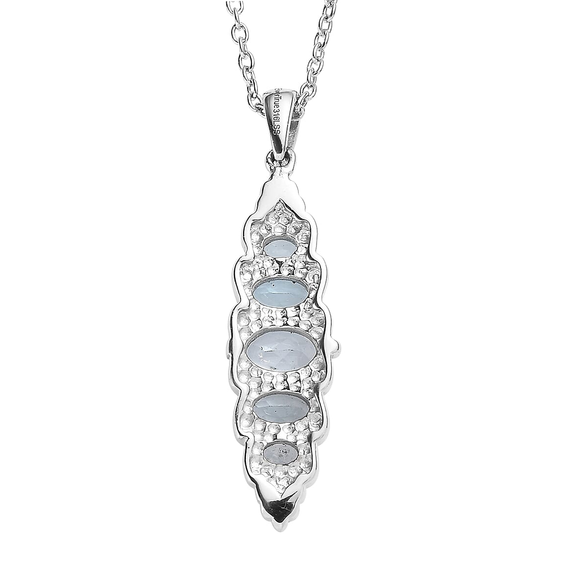 EverTrue Sky Blue Topaz 2.35 ctw Pendant Necklace 20 Inches in Stainless Steel image number 4