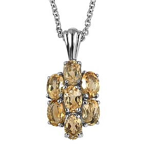 EverTrue Brazilian Citrine 3.40 ctw Pendant Necklace in Stainless Steel 20 Inches