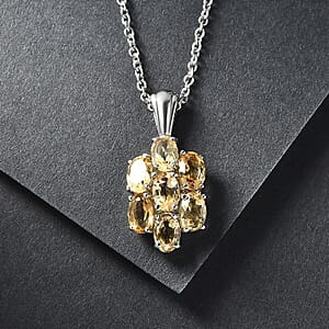 EverTrue Brazilian Citrine 3.40 ctw Pendant Necklace in Stainless Steel 20 Inches