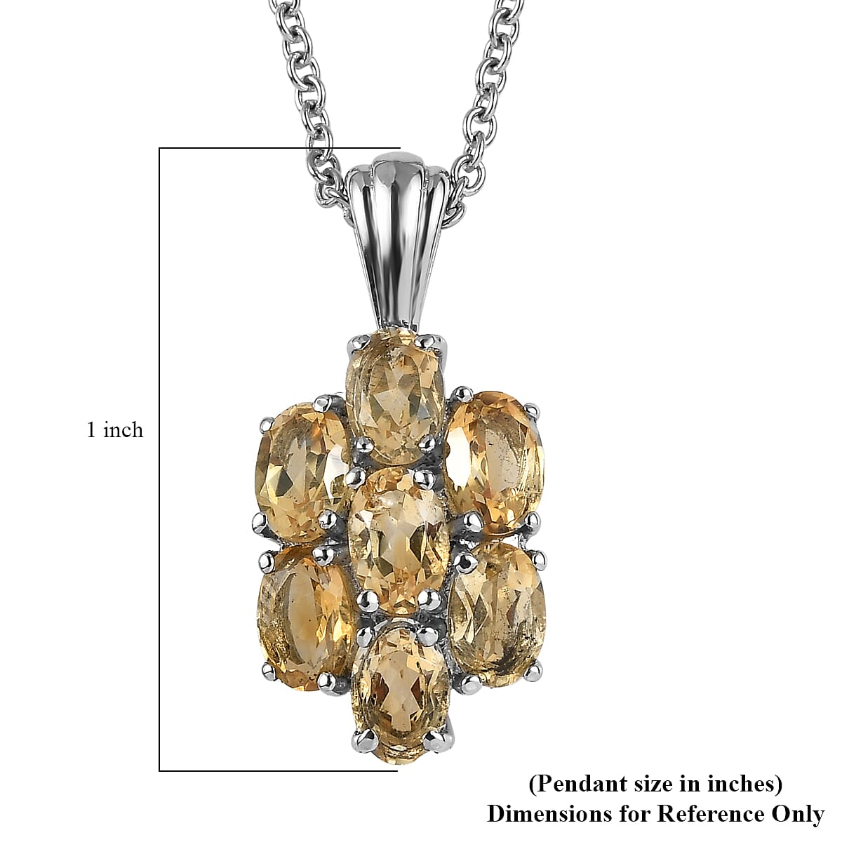 EverTrue Brazilian Citrine 3.40 ctw Pendant Necklace in Stainless Steel 20 Inches image number 6