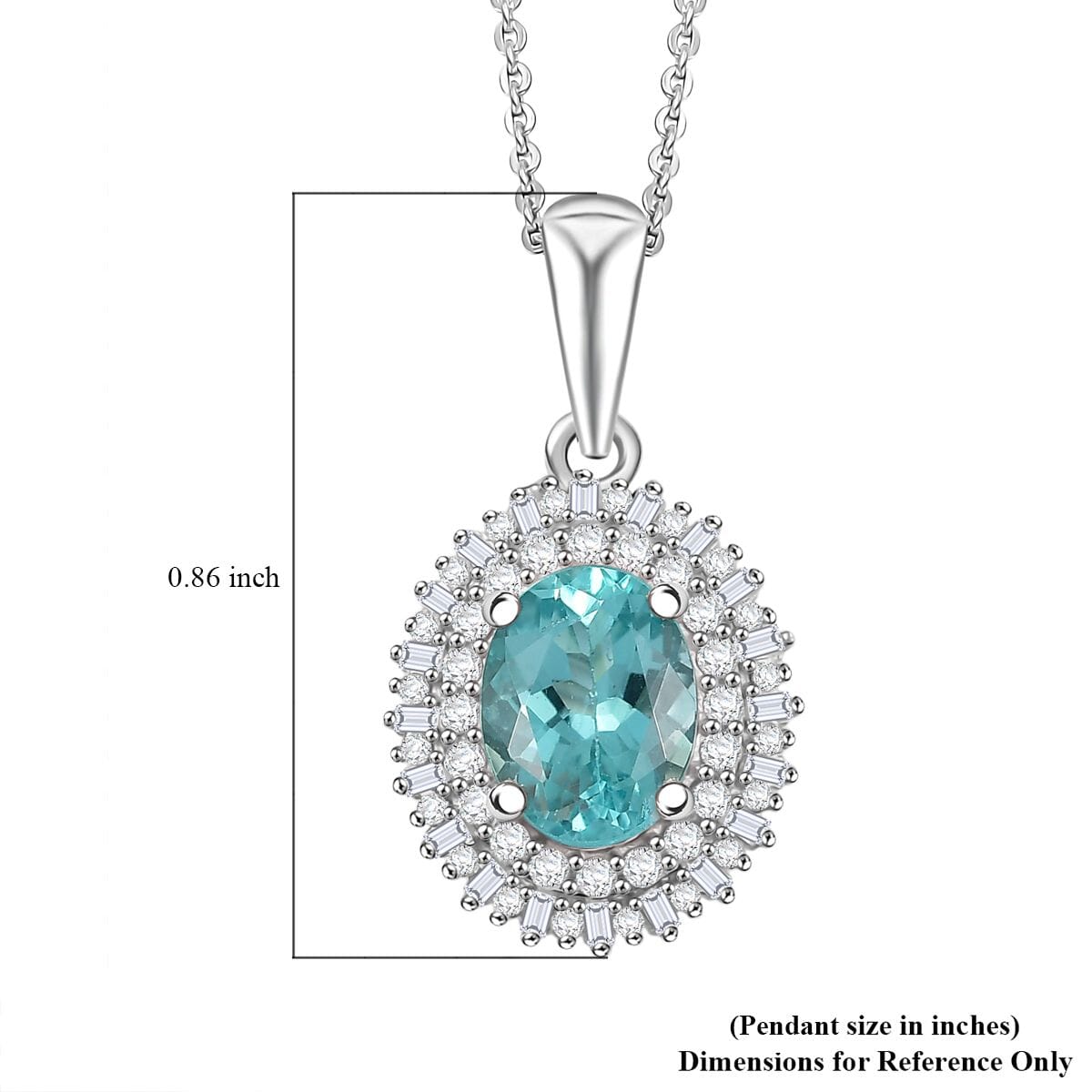 D'Joy Lagoon Apatite, Diamond 1.55 ctw Arctic Bloom Pendant Necklace 20 Inches in Rhodium Over Sterling Silver  image number 5