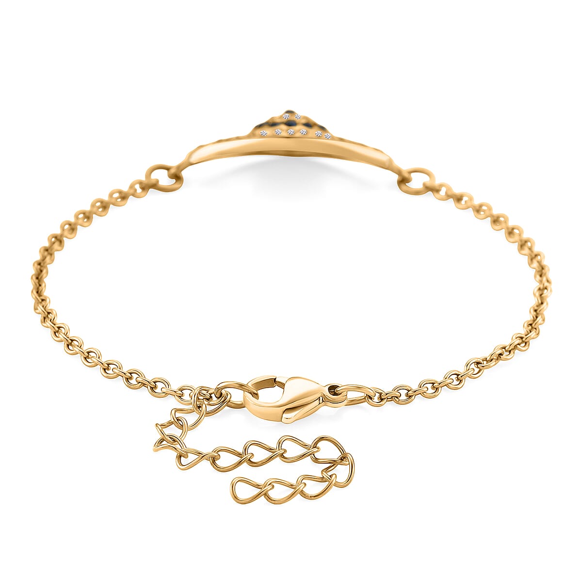 Multi Color Austrian Crystal Evil Eye Earrings, Ring (Size 7.0), Bracelet (7.5-9.5In) and Pendant Necklace (20-22Inches) in ION Plated YG Stainless Steel image number 4