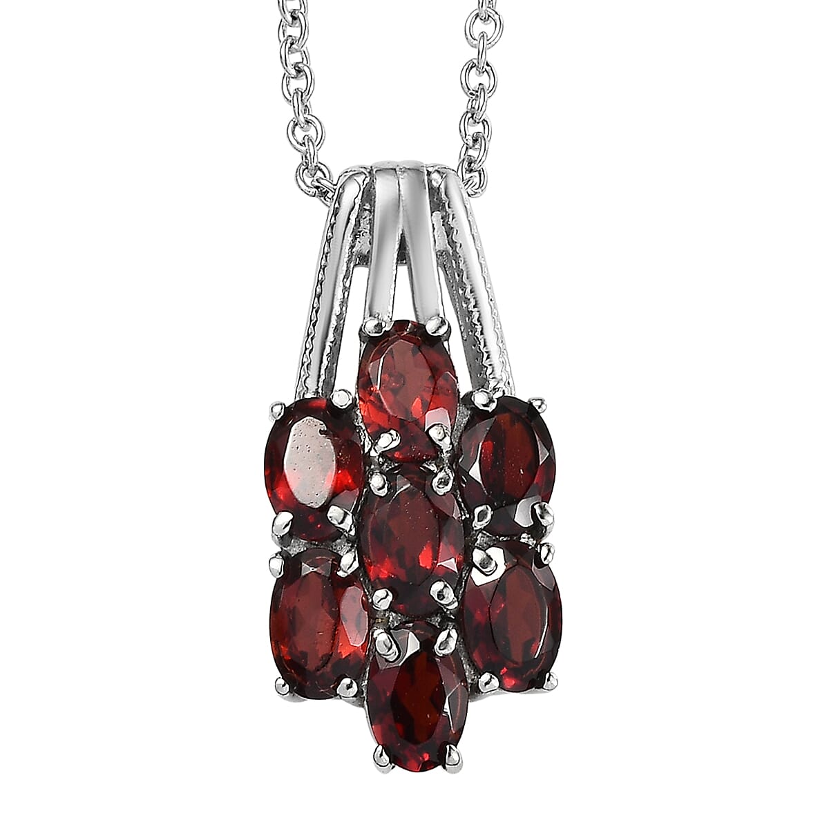 EverTrue Mozambique Garnet 3.60 ctw Pendant Necklace in Stainless Steel 20 Inches image number 0