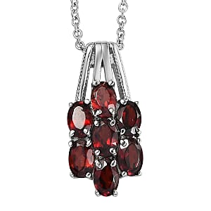 EverTrue Mozambique Garnet 3.60 ctw Pendant Necklace in Stainless Steel 20 Inches