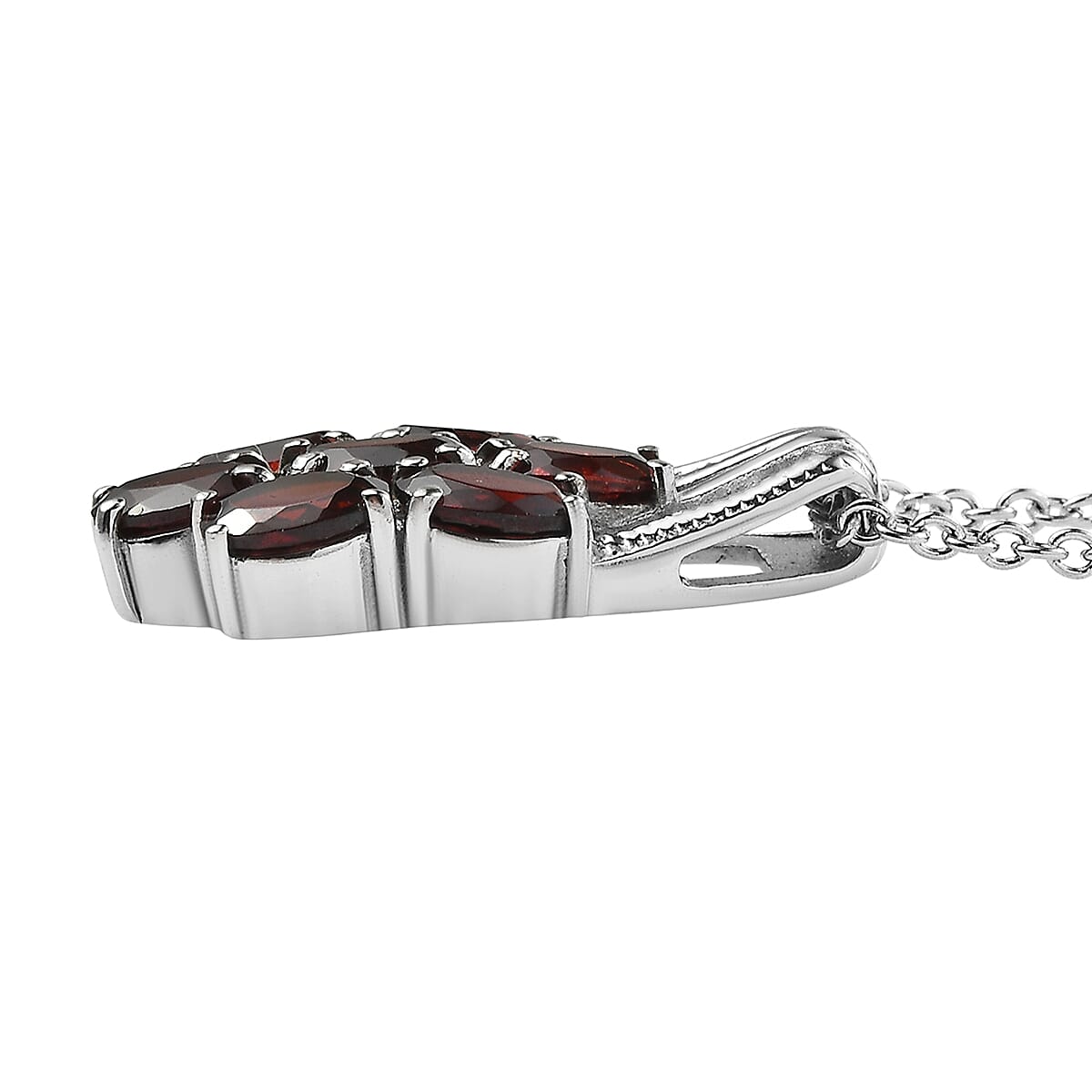 EverTrue Mozambique Garnet 3.60 ctw Pendant Necklace in Stainless Steel 20 Inches image number 3