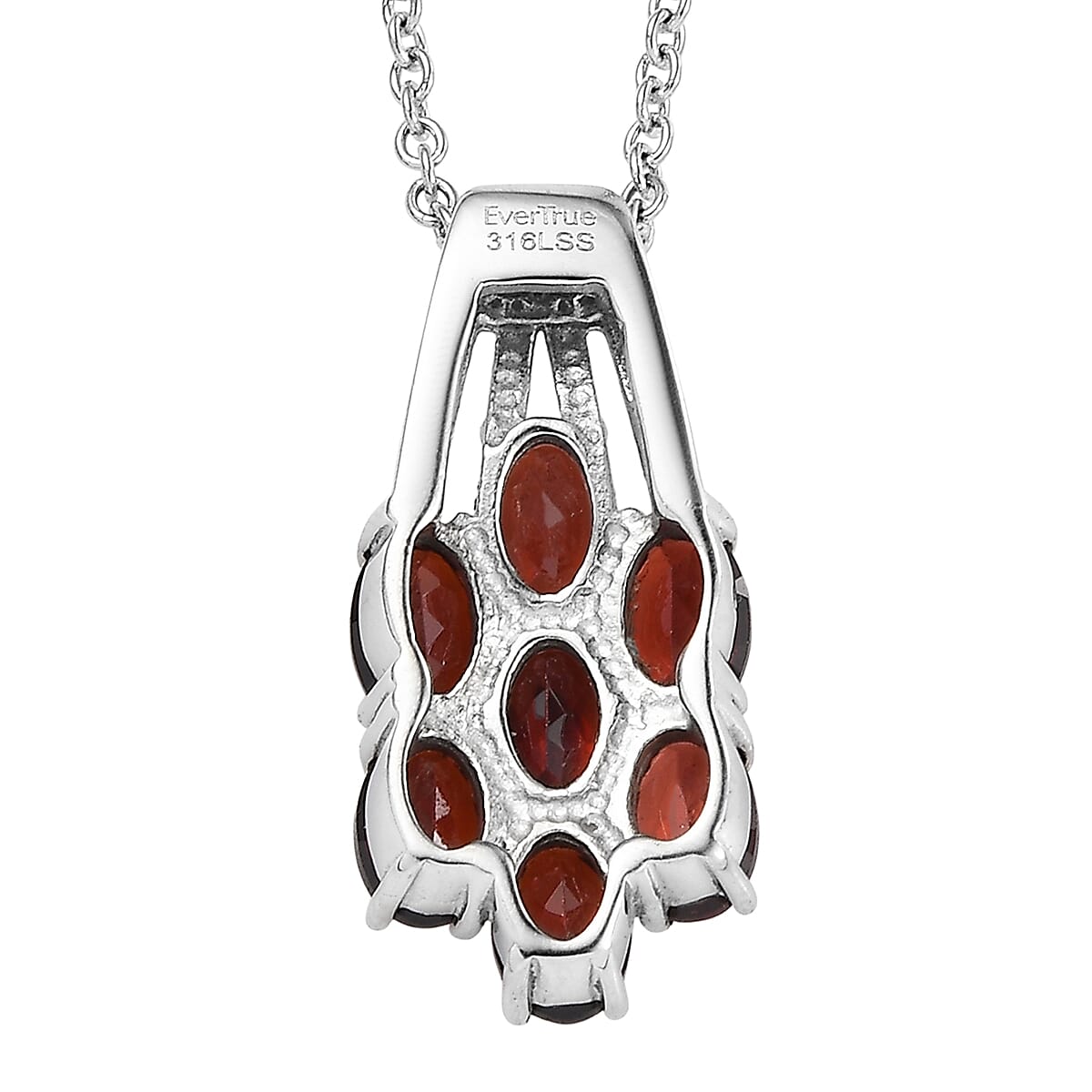 EverTrue Mozambique Garnet 3.60 ctw Pendant Necklace in Stainless Steel 20 Inches image number 4