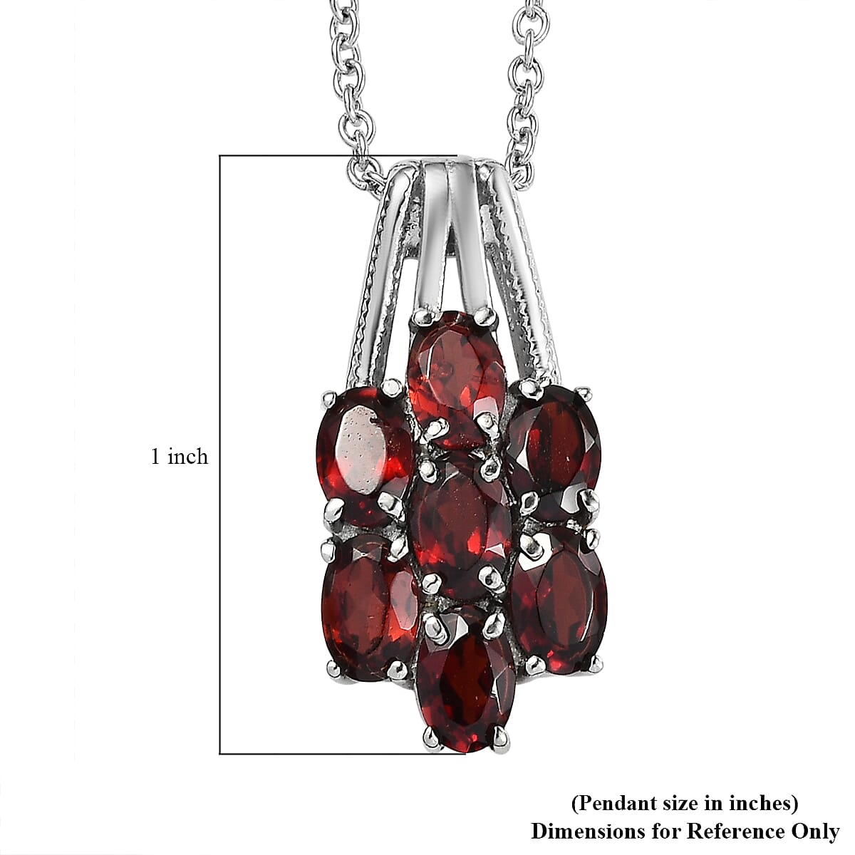 EverTrue Mozambique Garnet 3.60 ctw Pendant Necklace in Stainless Steel 20 Inches image number 5