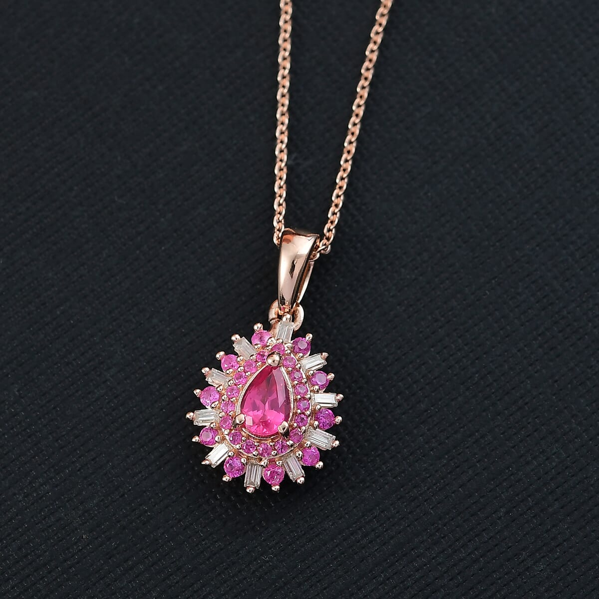D’Joy Premium Mahenge Spinel and Multi Gemstone 0.90 ctw Pendant Necklace 20 Inches in 18K Vermeil Rose Gold Over Sterling Silver image number 1