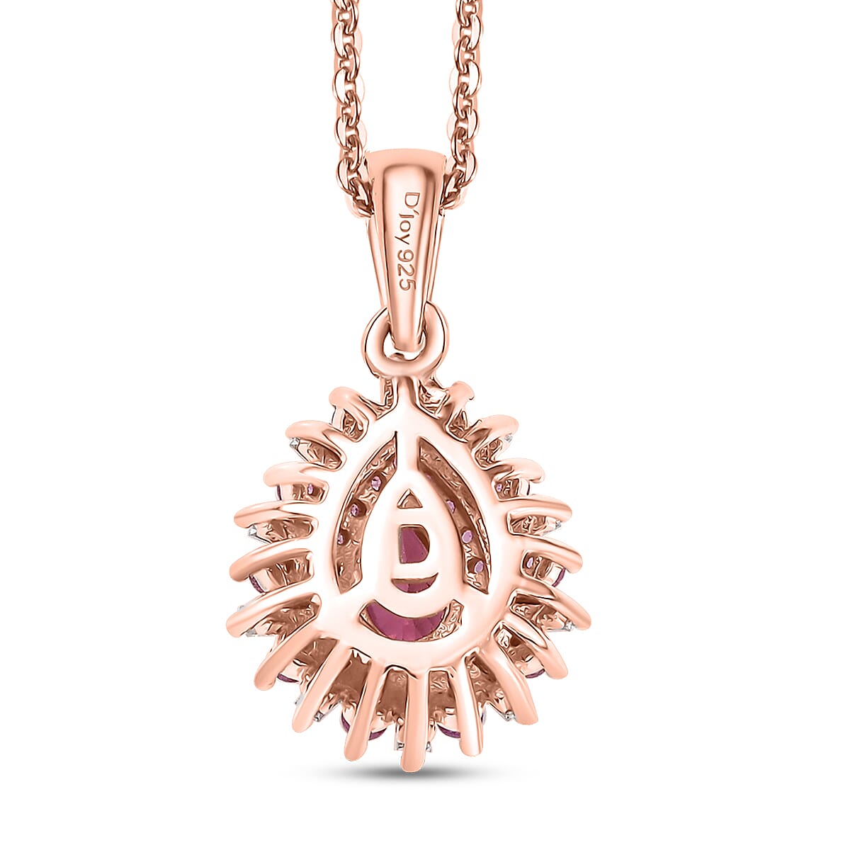 D'Joy Premium Mahenge Spinel and Multi Gemstone 0.90 ctw Blazing Bloom Pendant Necklace 20 Inches in 18K Vermeil Rose Gold Over Sterling Silver