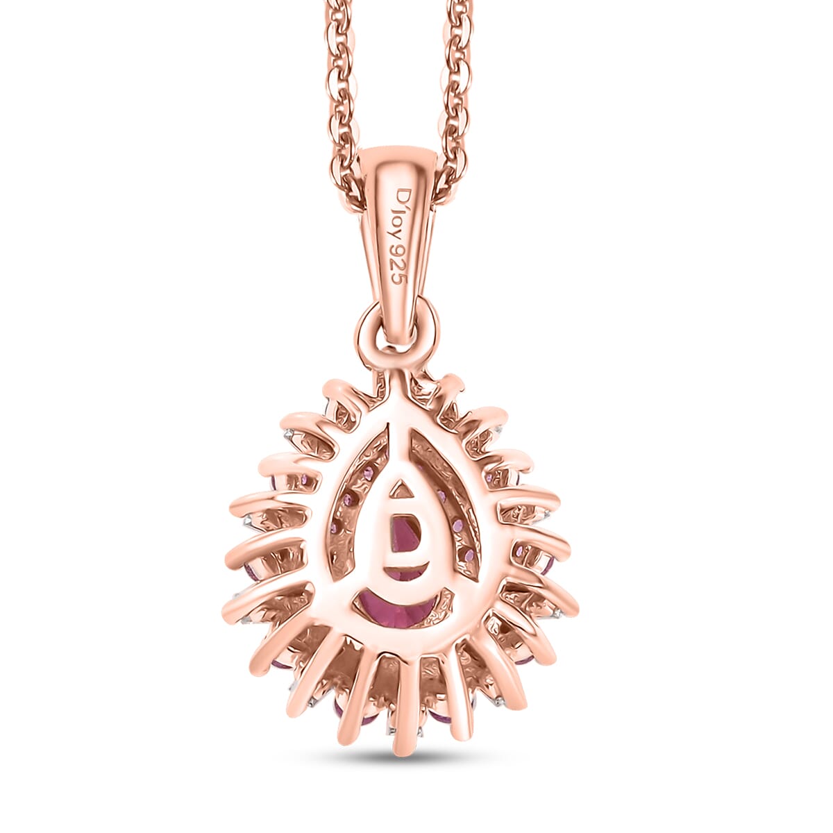D’Joy Premium Mahenge Spinel and Multi Gemstone 0.90 ctw Pendant Necklace 20 Inches in 18K Vermeil Rose Gold Over Sterling Silver image number 4