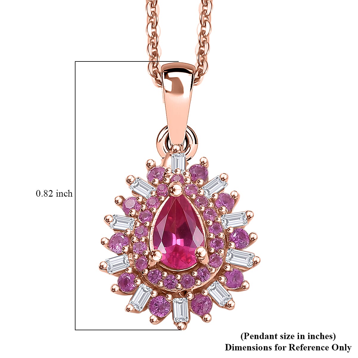 D'Joy Premium Mahenge Spinel and Multi Gemstone 0.90 ctw Blazing Bloom Pendant Necklace 20 Inches in 18K Vermeil Rose Gold Over Sterling Silver