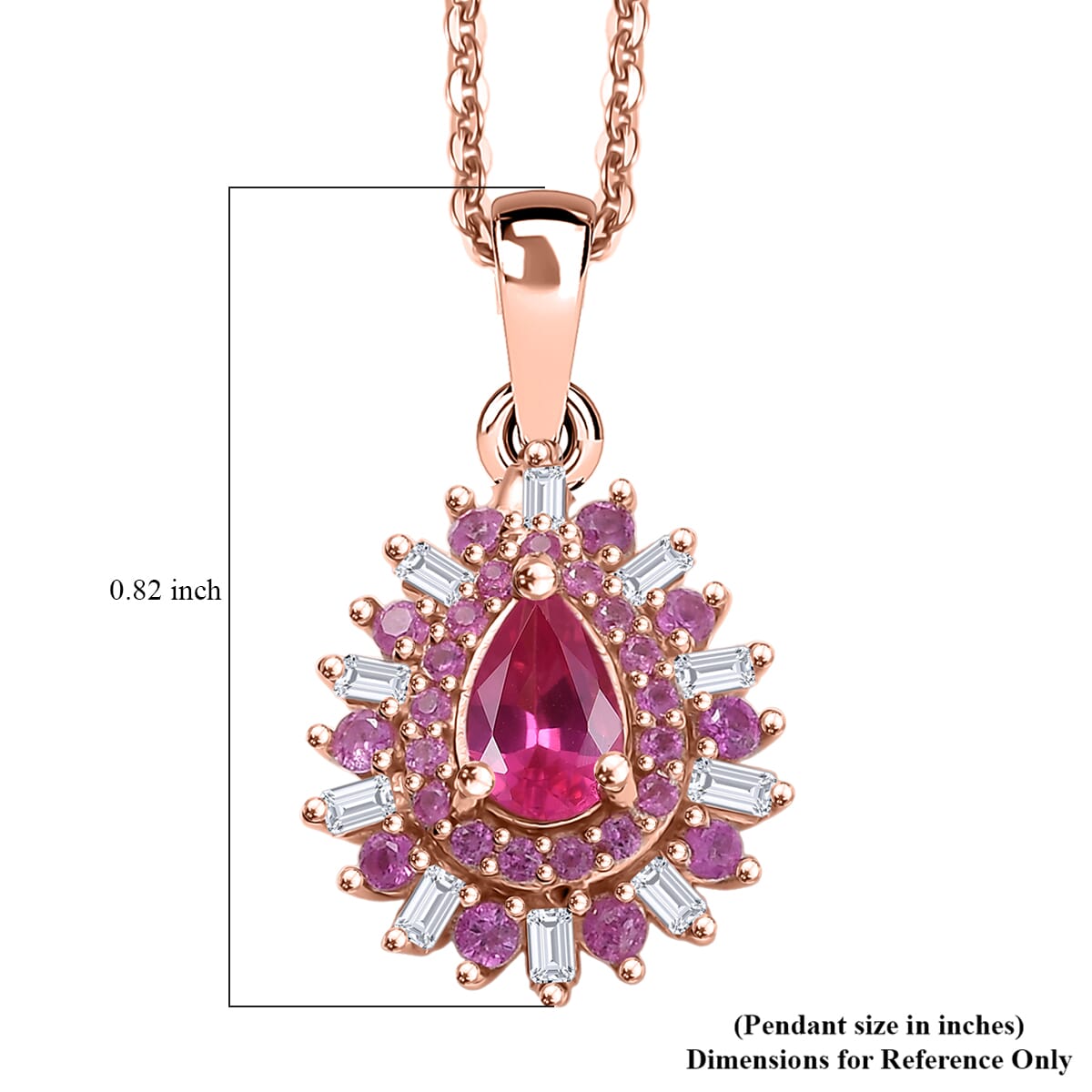 D’Joy Premium Mahenge Spinel and Multi Gemstone 0.90 ctw Pendant Necklace 20 Inches in 18K Vermeil Rose Gold Over Sterling Silver image number 6