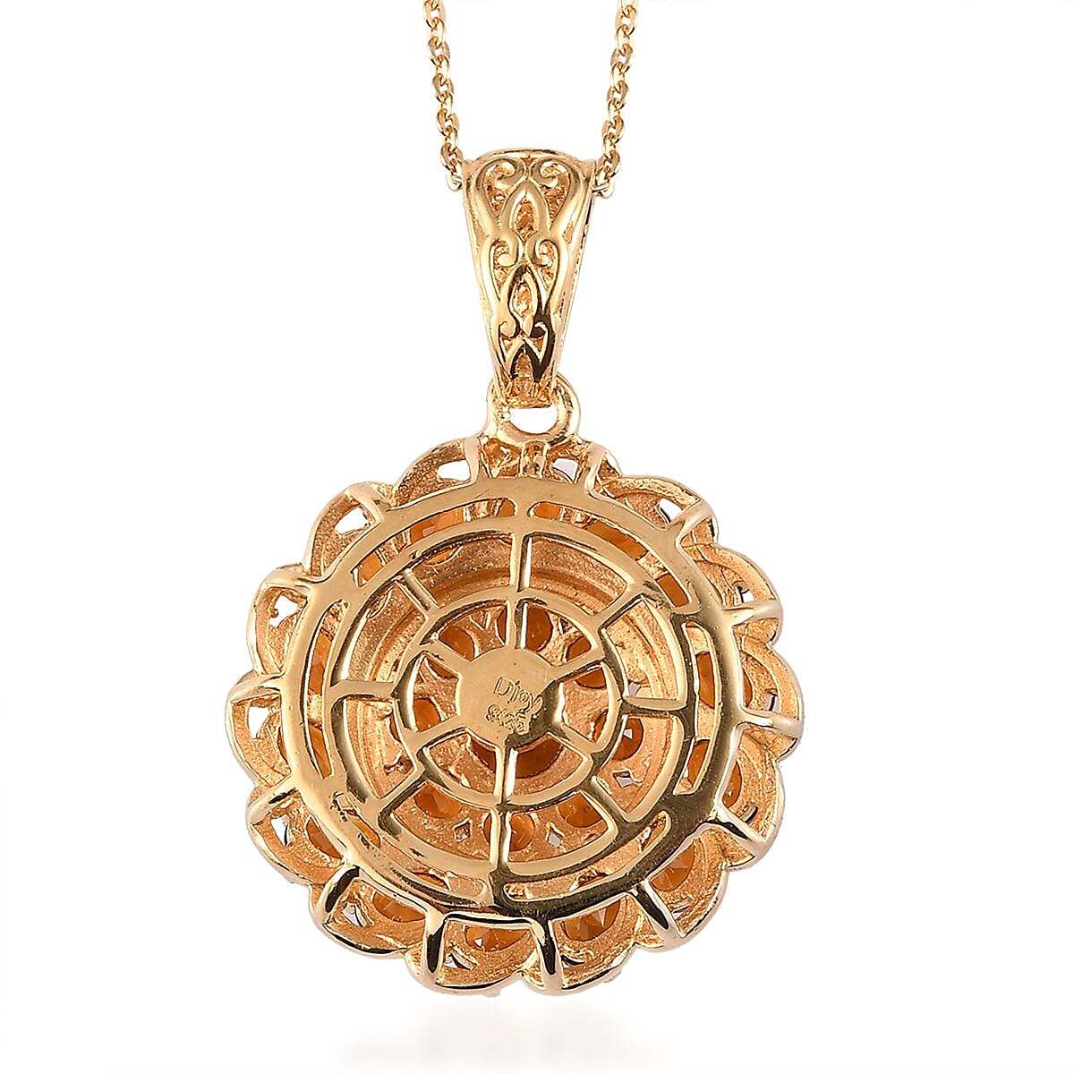 Santa Ana Madeira Citrine Floral Pendant Necklace 20 Inches in Vermeil Yellow Gold Over Sterling Silver 3.50 ctw image number 4