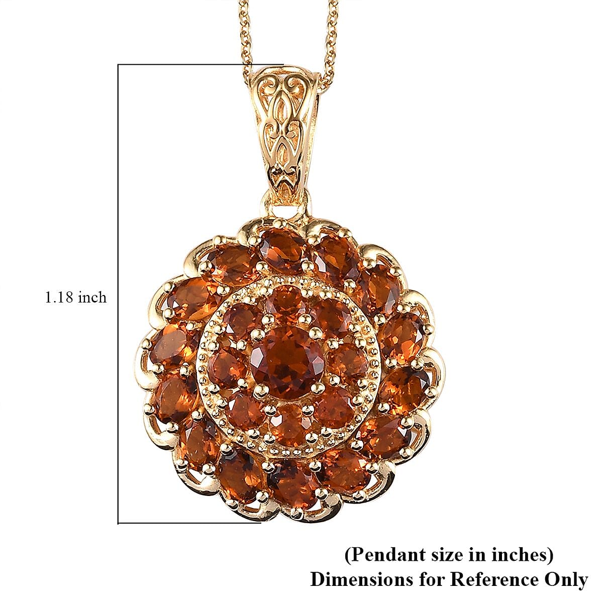 Santa Ana Madeira Citrine Floral Pendant Necklace 20 Inches in Vermeil Yellow Gold Over Sterling Silver 3.50 ctw image number 5