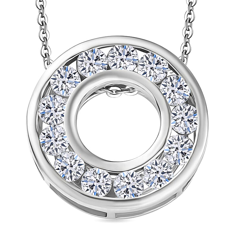 Luxuriant Lab Grown Diamond E-F VS 1.00 ctw Pendant Necklace 20 Inches in Rhodium Over Sterling Silver