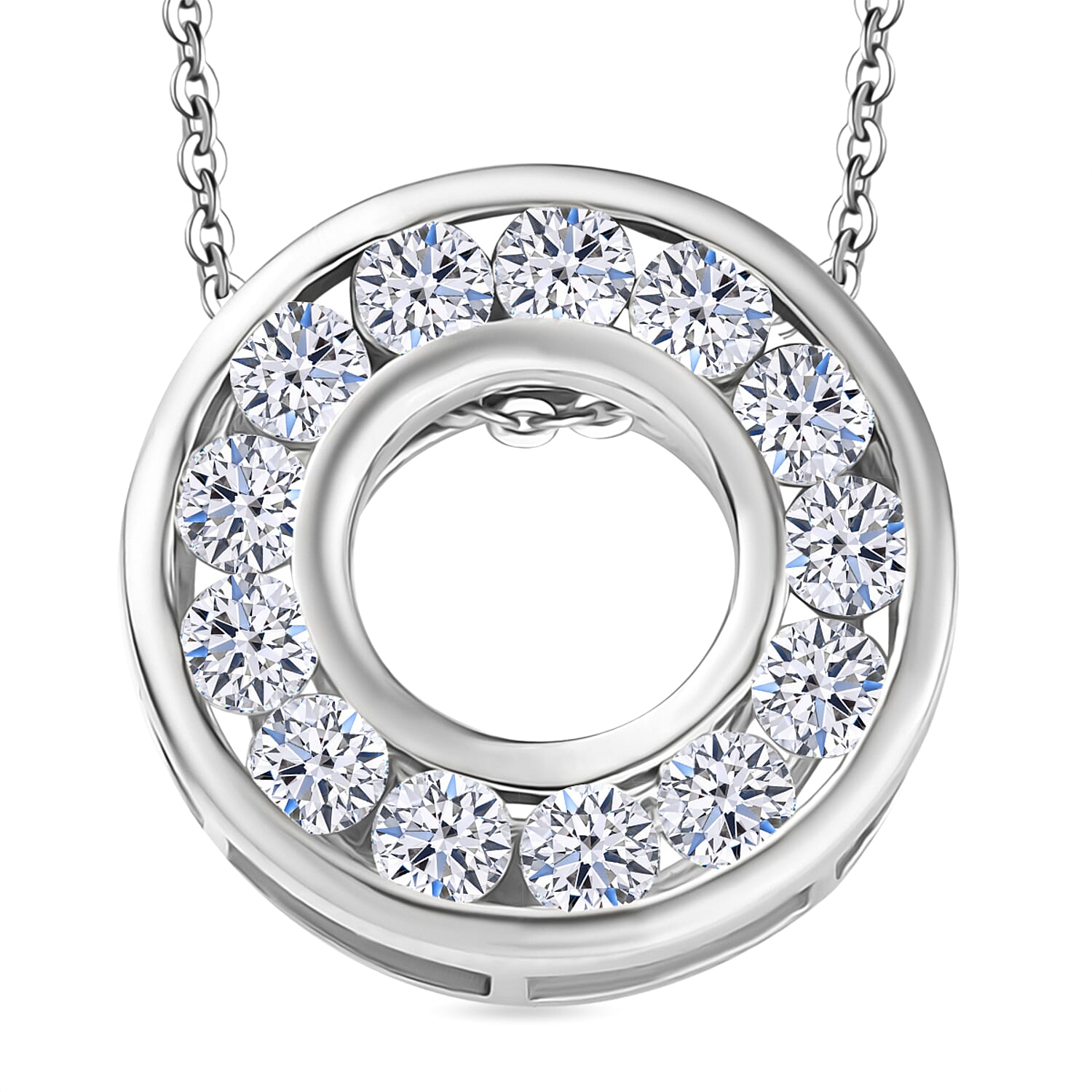 Luxuriant Lab Grown Diamond E-F VS 1.00 ctw Pendant Necklace 20 Inches in Rhodium Over Sterling Silver