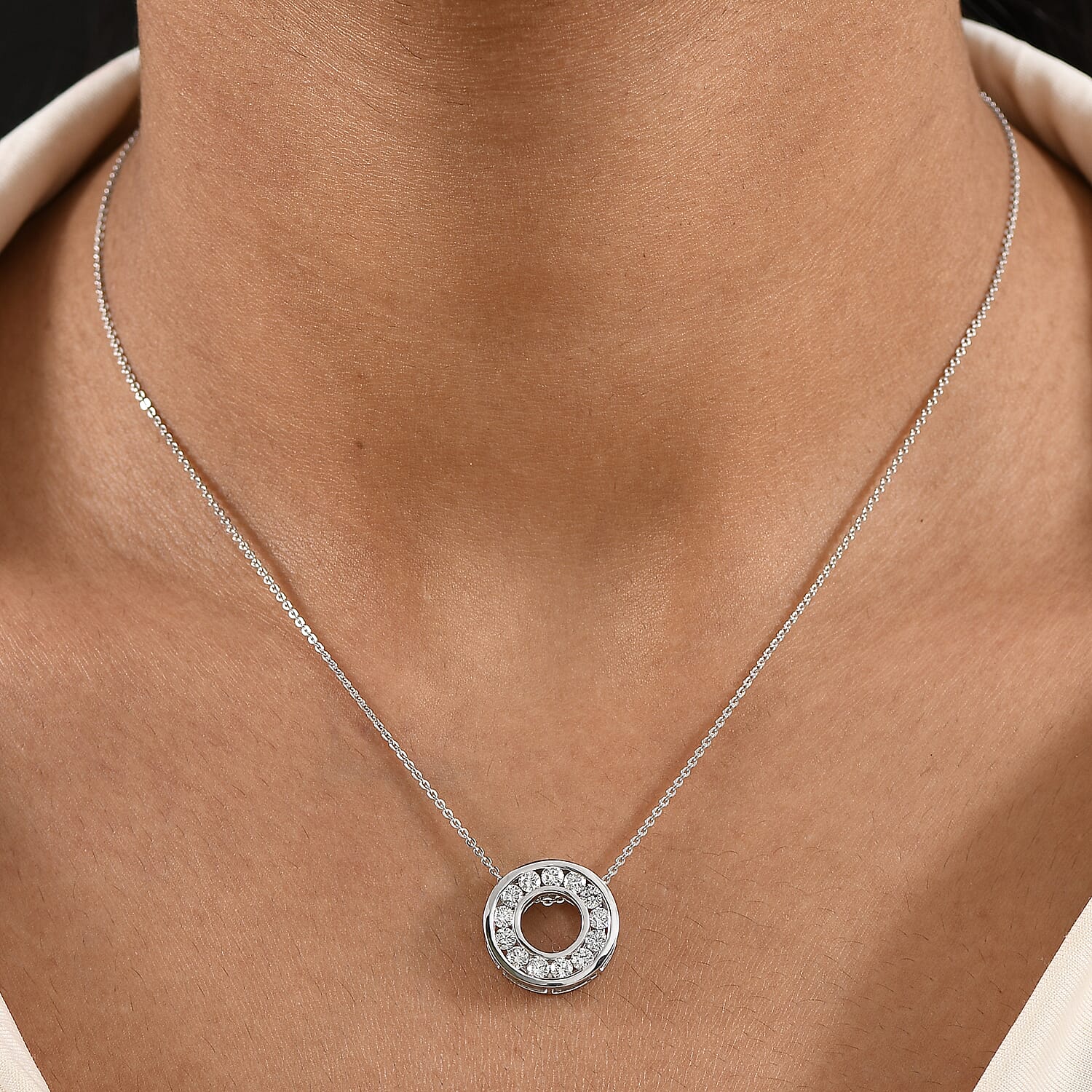 Luxuriant Lab Grown Diamond E-F VS 1.00 ctw Pendant Necklace 20 Inches in Rhodium Over Sterling Silver
