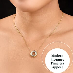 Luxuriant Lab Grown Diamond E-F VS 1.00 ctw Circle Pendant Necklace 20 Inches in 18K Vermeil Yellow Gold Over Sterling Silver (Del. in 10-12 Days)