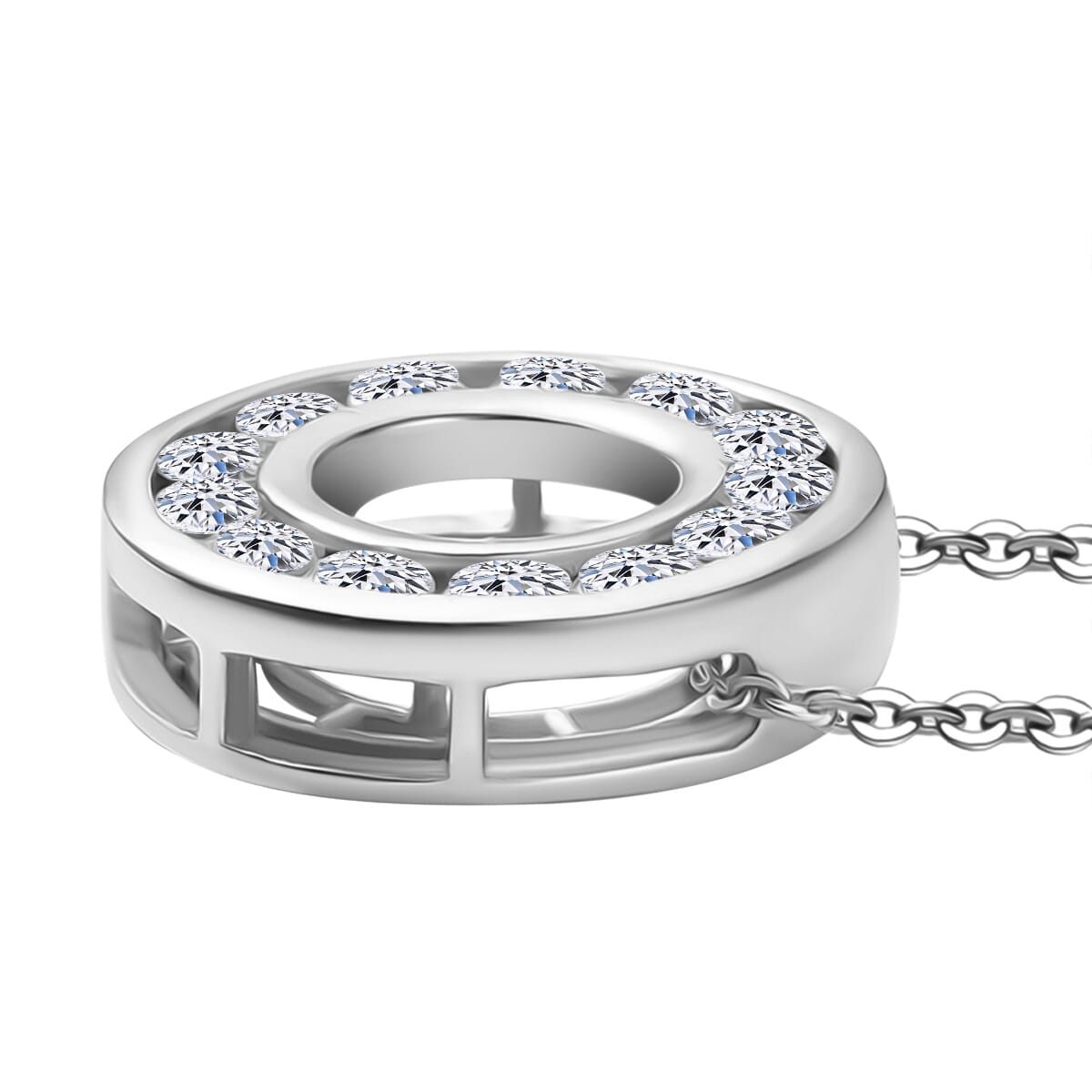Luxuriant Lab Grown Diamond E-F VS 1.00 ctw Circle Pendant Necklace 20 Inches in 10K Yellow Gold 4.25 Grams image number 2