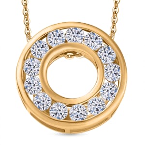 Luxuriant Lab Grown Diamond E-F VS 1.00 ctw Circle Pendant Necklace 20 Inches in 10K White Gold 4.25 Grams