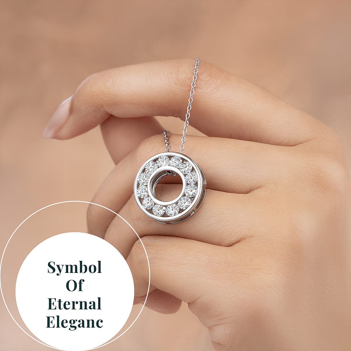 Luxuriant Lab Grown Diamond E-F VS 1.00 ctw Circle Pendant Necklace 20 Inches in 950 Platinum 6.5 Grams (Del. in 10-12 Days) image number 5