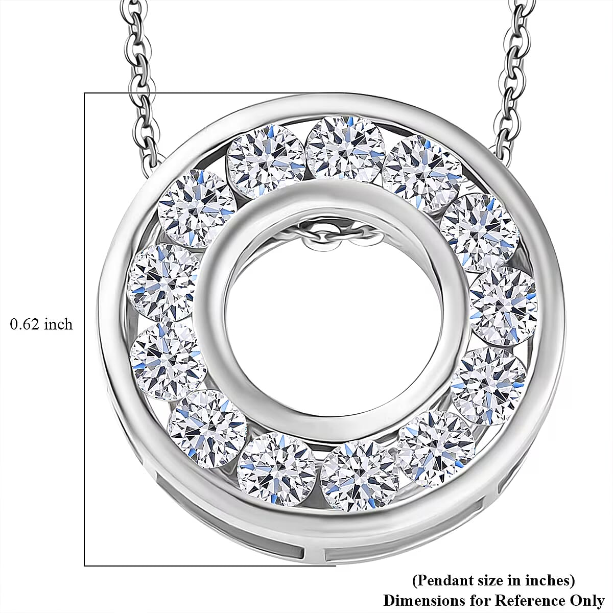 Luxuriant Lab Grown Diamond E-F VS 1.00 ctw Circle Pendant Necklace 20 Inches in 950 Platinum 6.5 Grams (Del. in 10-12 Days) image number 6