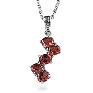 EverTrue Mozambique Garnet 2.15 ctw Pendant Necklace in Stainless Steel 20 Inches
