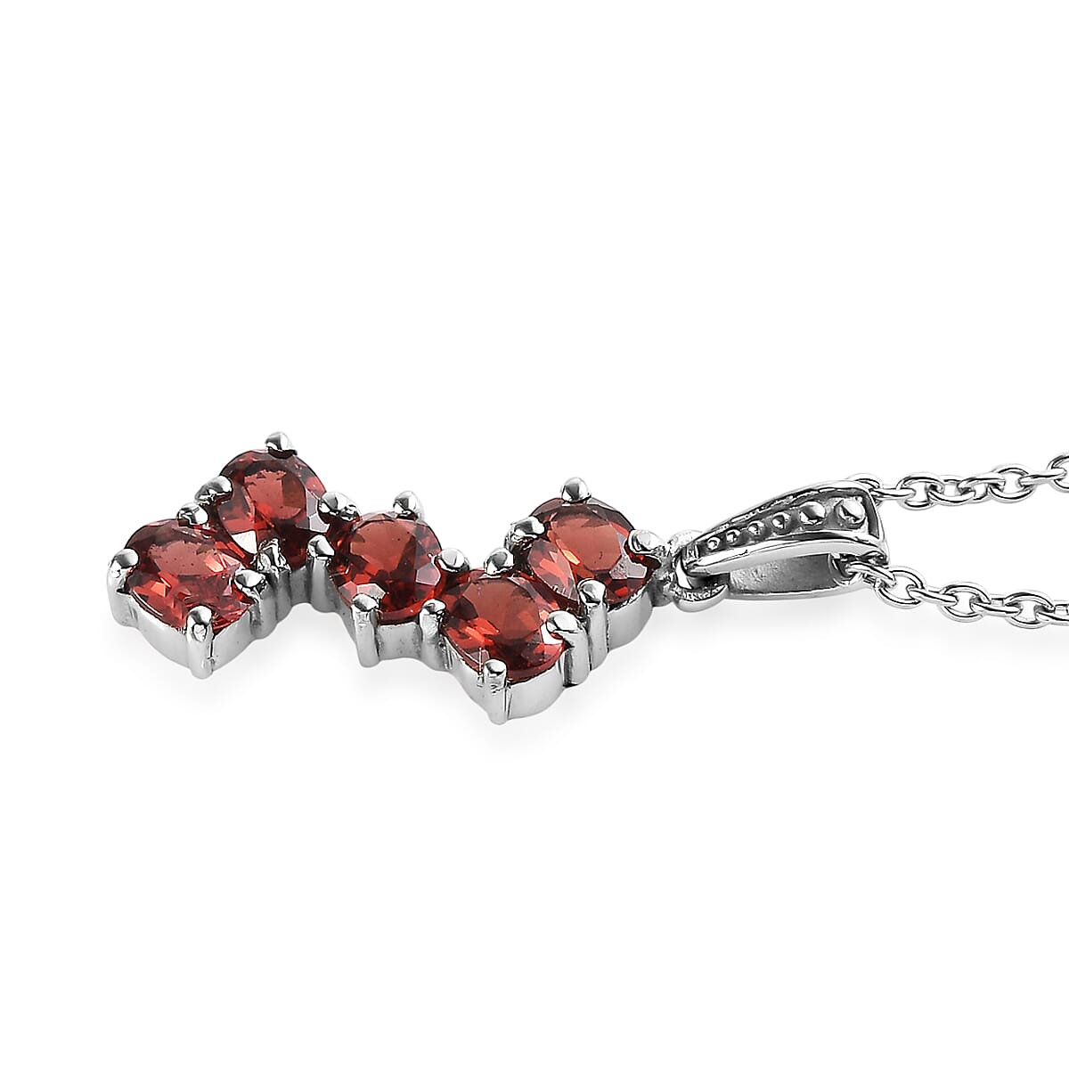 EverTrue Mozambique Garnet 2.15 ctw Pendant Necklace in Stainless Steel 20 Inches image number 3