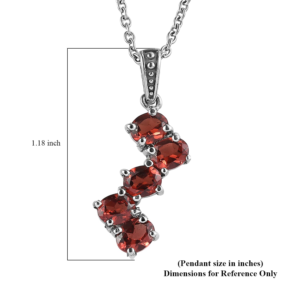 EverTrue Mozambique Garnet 2.15 ctw Pendant Necklace in Stainless Steel 20 Inches image number 6