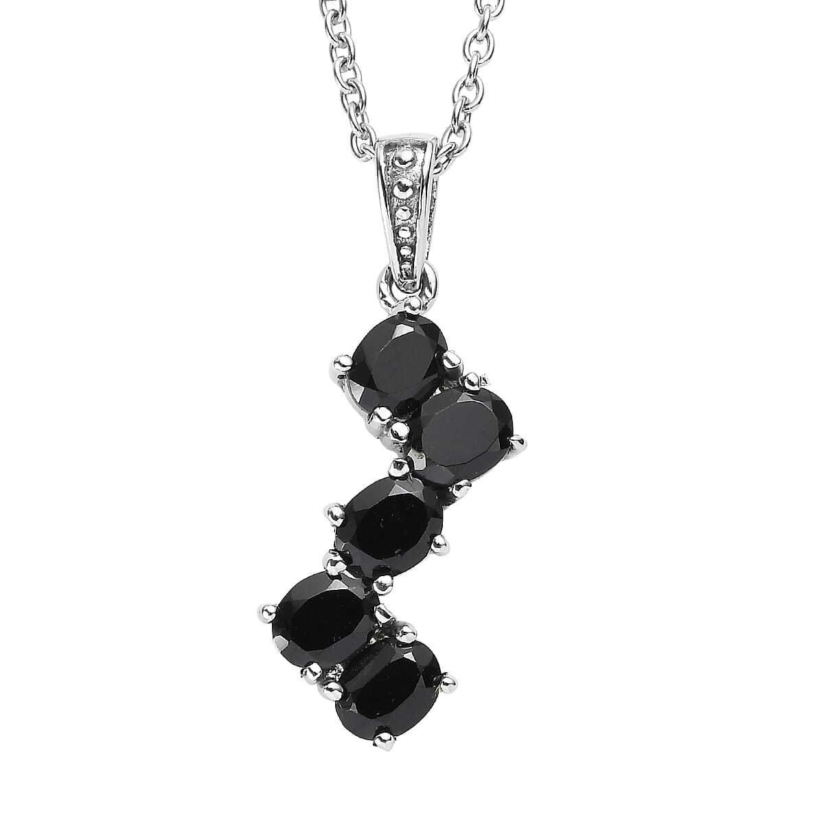 EverTrue Thai Black Spinel 2.40 ctw Pendant Necklace in Stainless Steel 20 Inches image number 0
