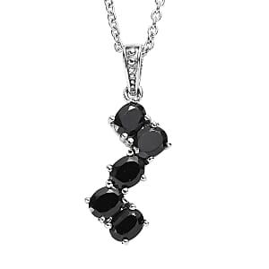 EverTrue Thai Black Spinel 2.40 ctw Pendant Necklace in Stainless Steel 20 Inches