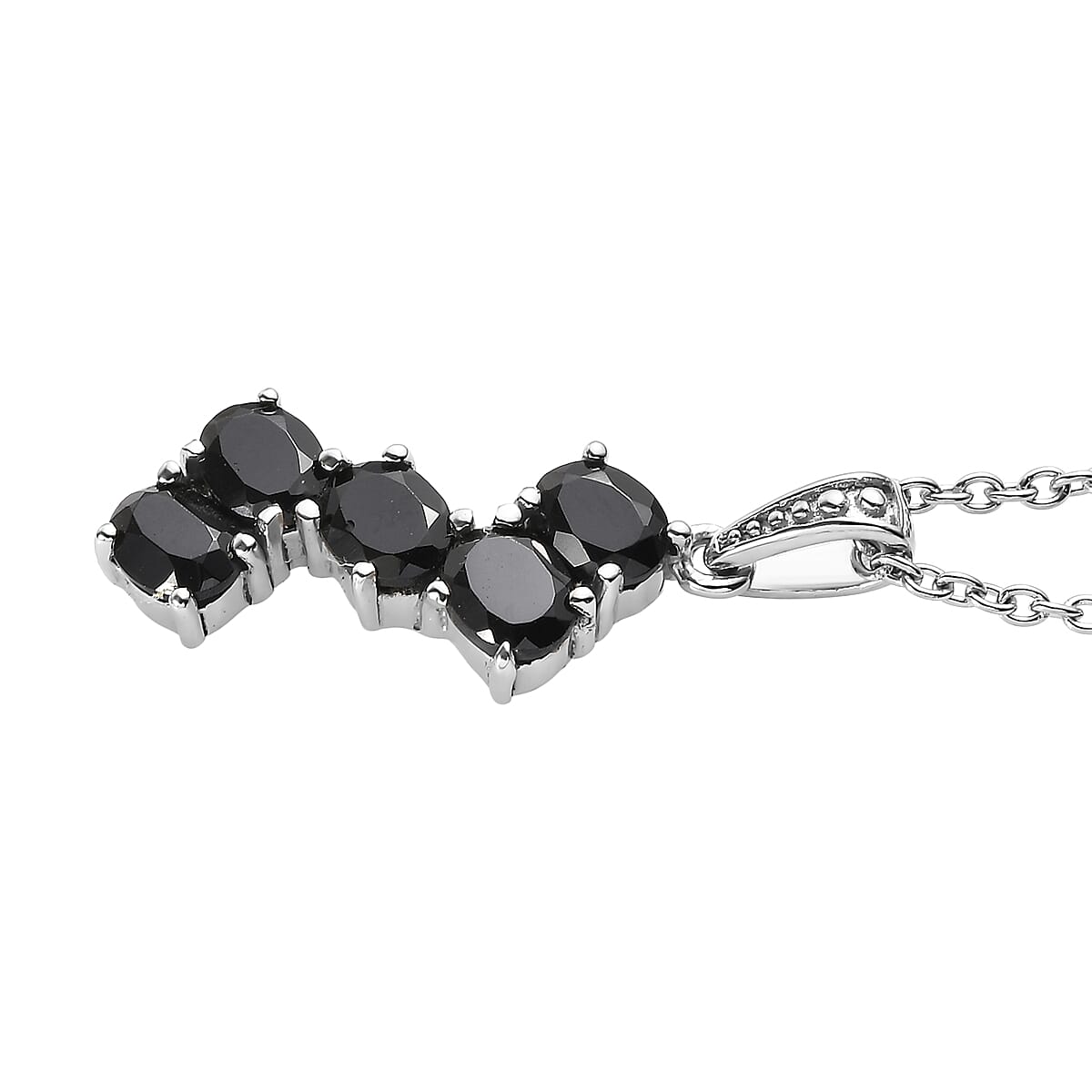 EverTrue Thai Black Spinel 2.40 ctw Pendant Necklace in Stainless Steel 20 Inches image number 3
