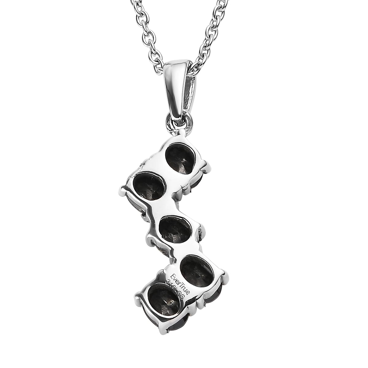 EverTrue Thai Black Spinel 2.40 ctw Pendant Necklace in Stainless Steel 20 Inches image number 4